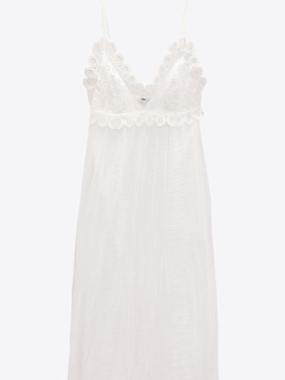 Zara White Lace-Trim maxi dress